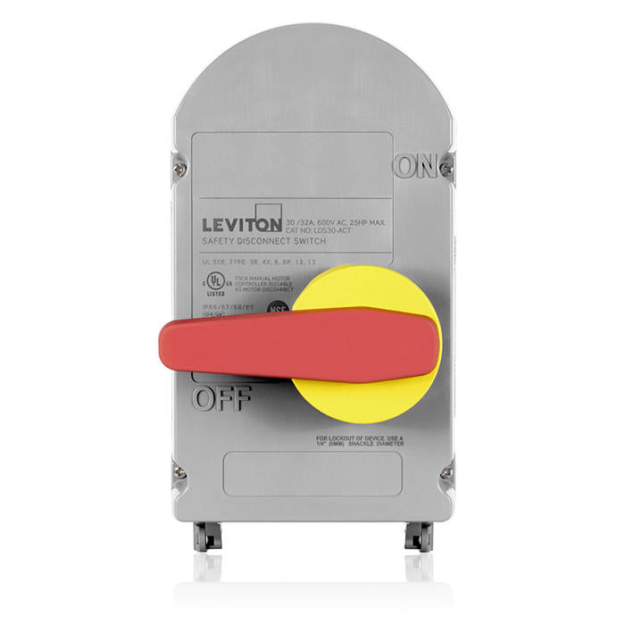 Leviton 30/32 Amp Non-Fused Curve Top Safety Disconnect Switch With Auxiliary Contact (N/O) Power Switch (LDS30-ACT)