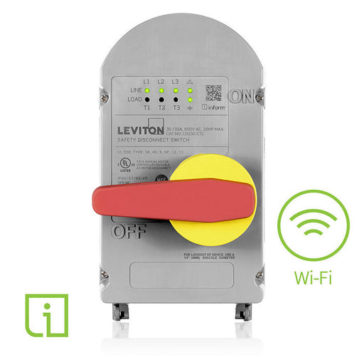 Leviton 30/32 Amp Non-Fused Curve Top Safety Disconnect Switch With Inform Technology Local/Remote Monitoring With Wi-Fi Power Switch (LDS30-CTC)