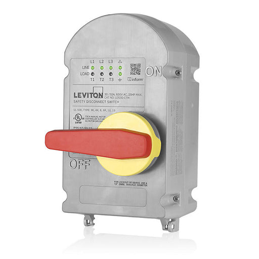 Leviton 30/32 Amp Non-Fused Curve Top Safety Disconnect Switch With Inform Technology Local/Remote Monitoring Modbus RTU Power Switch (LDS30-CTM)