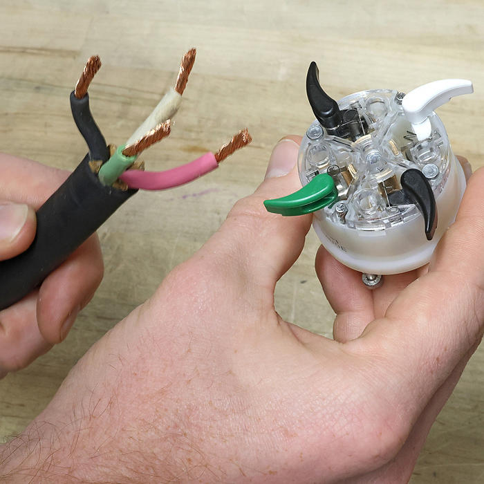 Leviton Black And White Lever Edge 30A 250V Locking Plug 2-Pole 3-Wire NEMA L6-30P Grounding Industrial Grade (2621E)