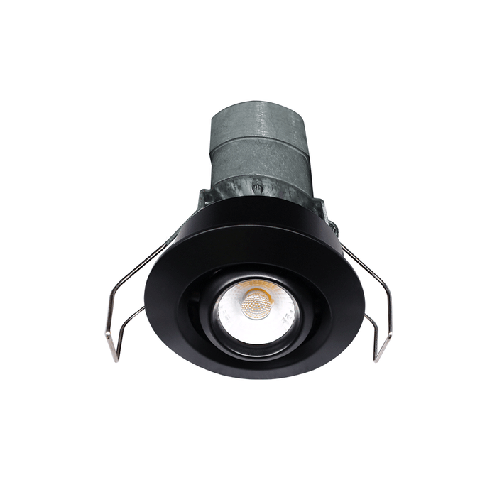 Lotus LED Lights 2 Inch Round Gimbal Mini Recessed LED Black 24V AC/DC 6W 3000K 480Lm 38 Degree Type IC Damp Location 90 CRI (LED-1-S6W-30K-BK-24V-G)