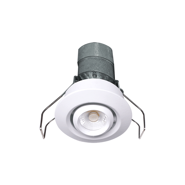 Lotus LED Lights 2 Inch Round Gimbal Mini Recessed LED White 24V AC/DC 6W 3000K 480Lm 38 Degree Type IC Damp Location 90 CRI (LED-1-S6W-30K-WH-24V-G)