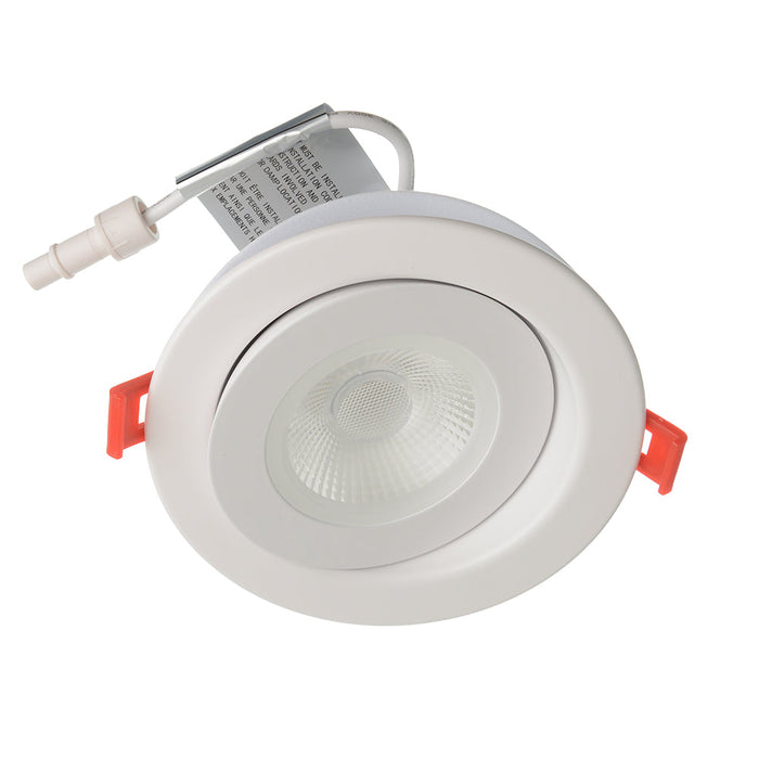 Lotus LED Lights 4 Inch Round Floating Gimbal Recessed LED 9W 5CCT 2700K To 5000K White 740-855Lm Airtight (LED-4-S9W-5CCT-FG-WH)