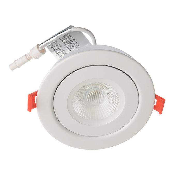 Lotus LED Lights 4 Inch Round Floating Gimbal Recessed LED 9W 5CCT 2700K To 5000K White 740-855Lm Airtight (LED-4-S9W-5CCT-FG-WH)