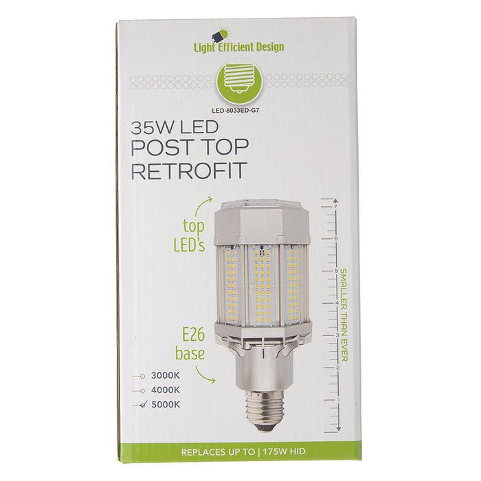 Light Efficient Design 35W Post Top Retrofit Lamp Replaces Up To 175W HID E26 Base 5000K 120-277V 80 CRI (LED-8033E50D-G7)