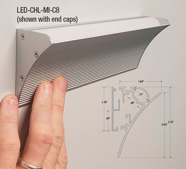 GM Lighting Extruded 8 Foot Cove Channel With LED-CHL-MI-Cmch8 Mounting Channel With Snap-On Frosted Lens (LED-CHL-MI-C8)