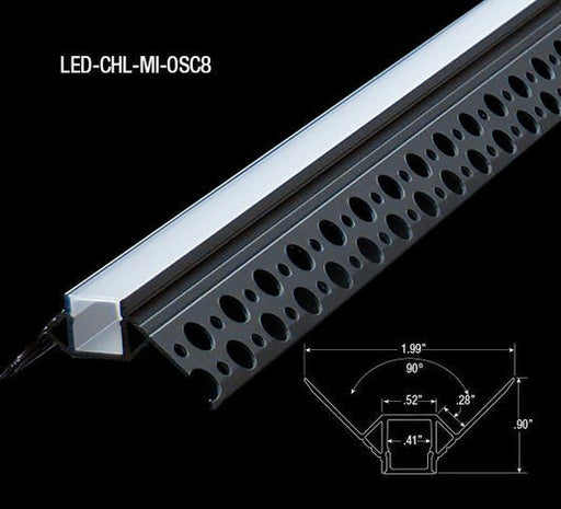 GM Lighting Extruded 8 Foot Outside Corner Mud-In Channel With Snap-On Frosted Lens (LED-CHL-MI-OSC8)