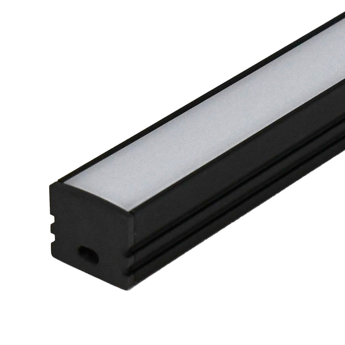 GM Lighting Extruded Black 8 Foot Mini-Deep Format Channel With Snap-On Frosted Lens With Screws (LED-CHL-XD-MD-8-B)