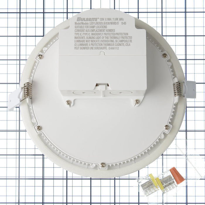 Bulbrite LED11JBOXDL/6/830/WHRD/D 11.6W LED 6 Inch Flat Downlight With Junction Box White Round Dimmable 3000K 120V (773126)