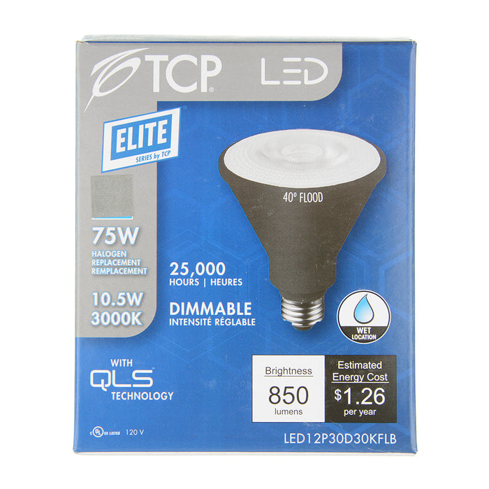 TCP LED 12W PAR30 Dimmable 3000K Flood Black (LED12P30D30KFLB)