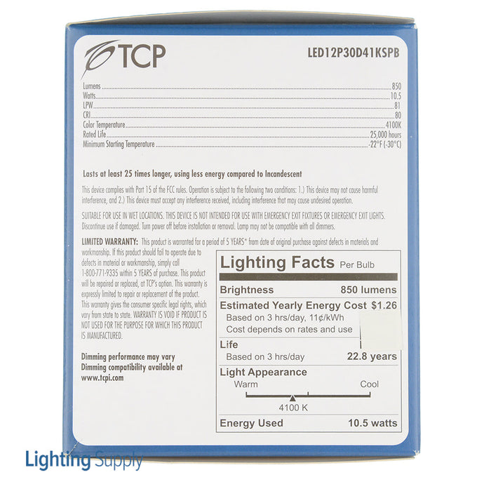 TCP LED 12W PAR30 Dimmable 4100K Spot Black (LED12P30D41KSPB)