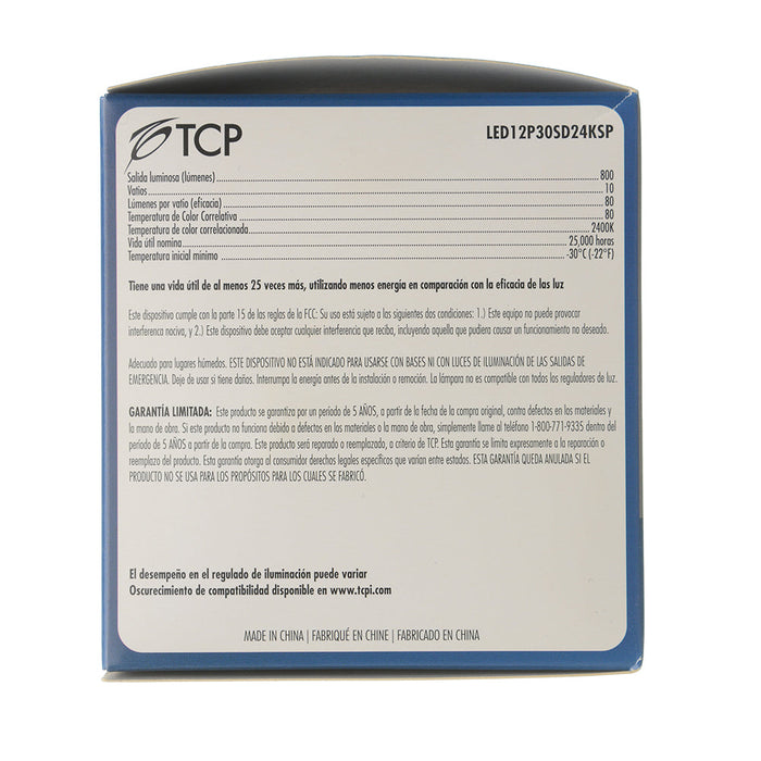 TCP LED 12W PAR30 Short Neck Dimmable 2400K Spot (LED12P30SD24KSP)