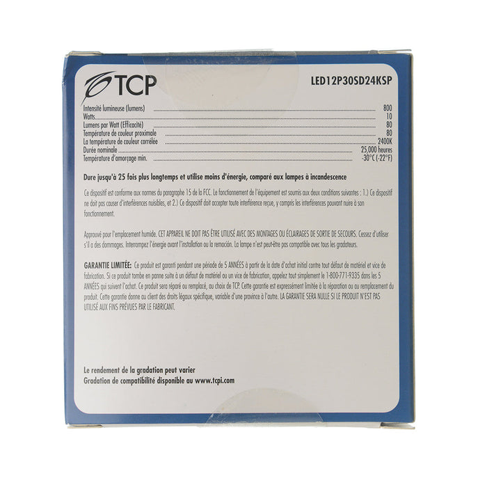 TCP LED 12W PAR30 Short Neck Dimmable 2400K Spot (LED12P30SD24KSP)
