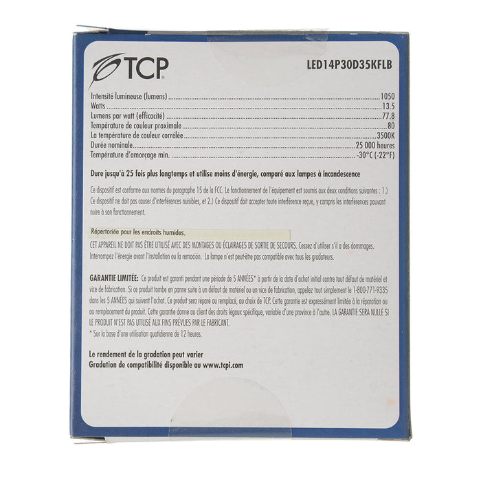 TCP LED 14W PAR30 Dimmable 3500K Flood Black (LED14P30D35KFLB)