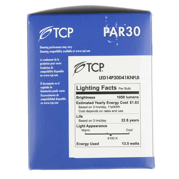 TCP LED 14W PAR30 Dimmable 4100K Narrow Flood Black (LED14P30D41KNFLB)