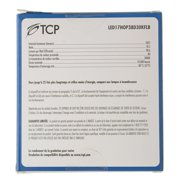 TCP LED 17W HOP38 Dimmable 3000K Flood Black (LED17HOP38D30KFLB)