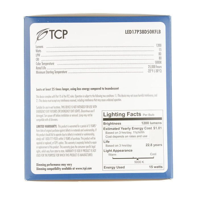 TCP LED 17W P38 Dimmable 5000K Flood Black (LED17P38D50KFLB)