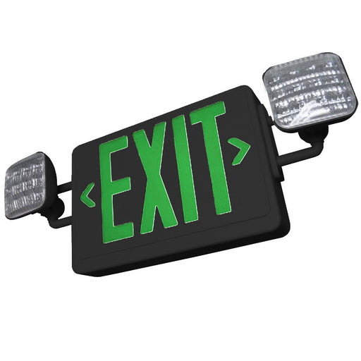 Best Lighting Products All LED Exit/Emergency Thermoplastic Combo Green Letters Black Housing No Remote Capacity Self-Diagnostics High Lumen Lamp Heads No Custom Wording (LEDCXTEU2GBSDT-HL-USA)