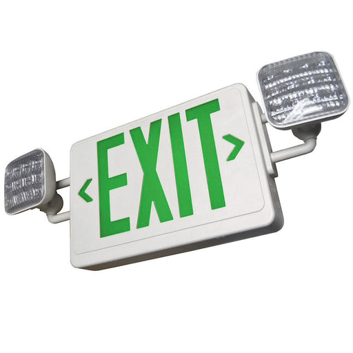 Best Lighting Products All LED Exit/Emergency Thermoplastic Combo Green Letters White Housing Remote Capacity Self-Diagnostics High Lumen Lamp Heads No Custom Wording (LEDCXTEU2GWRCSDT-HL-USA)