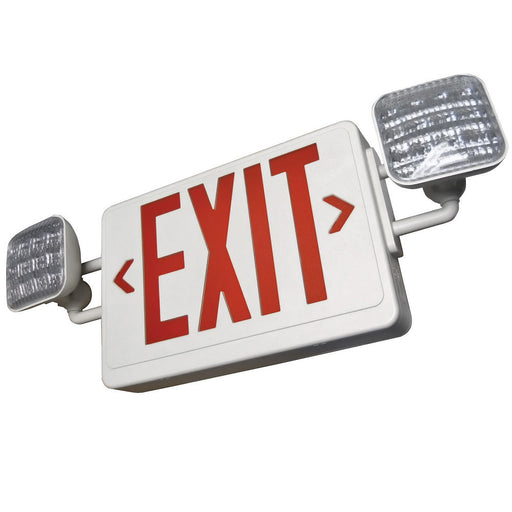 Best Lighting Products All LED Exit/Emergency Thermoplastic Combo Red Letters White Housing No Remote Capacity No Self-Diagnostics High Lumen Lamp Heads No Custom Wording (LEDCXTEU2RW-HL-USA)