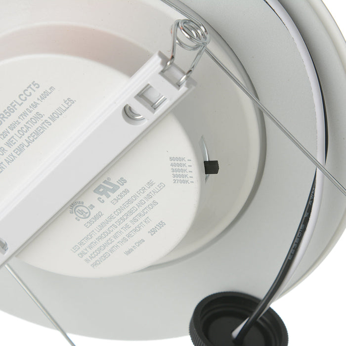 TCP 16W 5/6 Inch LED Recessed Flat Retrofit Downlight CCT Selectable 2700K/3000K/3500K/4000K/5000K 120V 80 CRI White (LEDDR56FLCCT5)