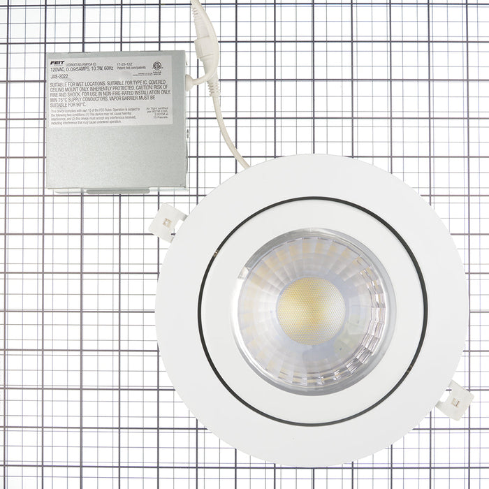 Feit Electric 6 Inch CCT Selectable 2700K/3000K/3500K/4000K/5000K Adjustable Angle Recessed LED Downlight (LEDR6XT/ADJ/6WYCA)