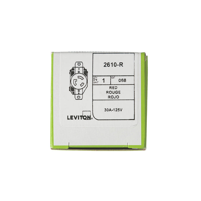 Leviton 30A 125V NEMA L5-30R 2P 3W Flush Mount Locking Receptacle Industrial Grade Grounding V-0-MAX Red (2610-R)