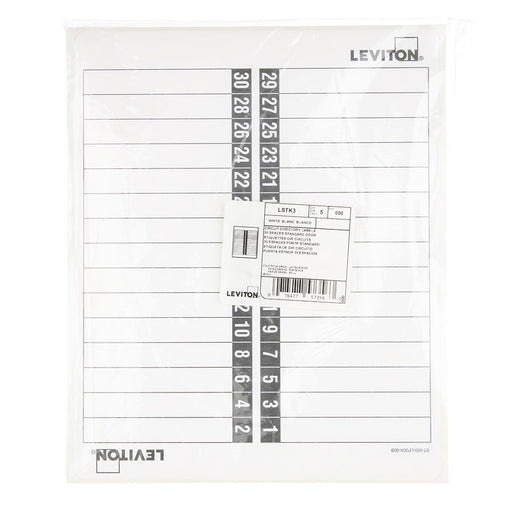 Leviton 30 Space Load Center Circuit Identification Sticker Pack For Standard Doors (LSTK3)
