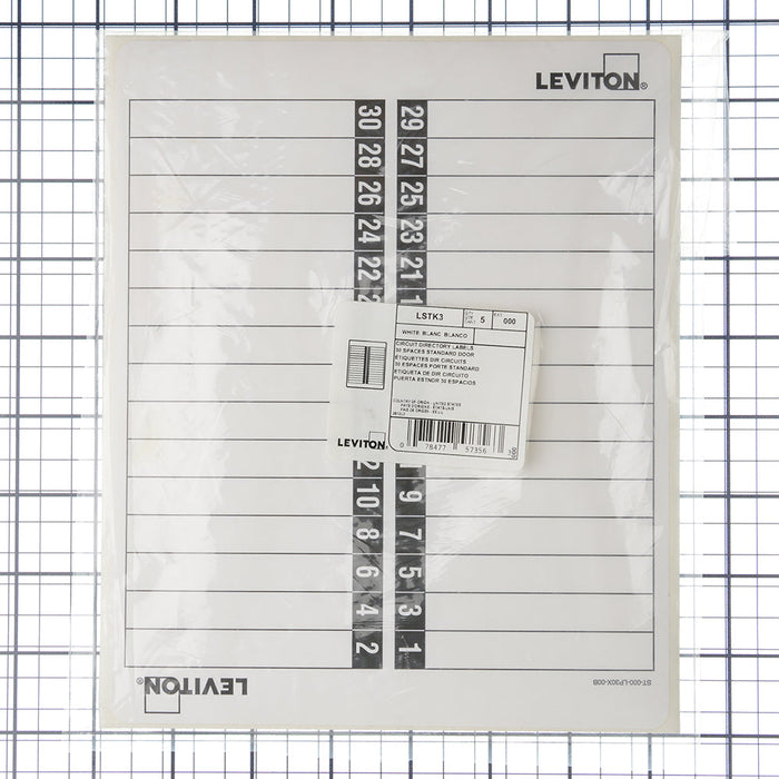Leviton 30 Space Load Center Circuit Identification Sticker Pack For Standard Doors (LSTK3)