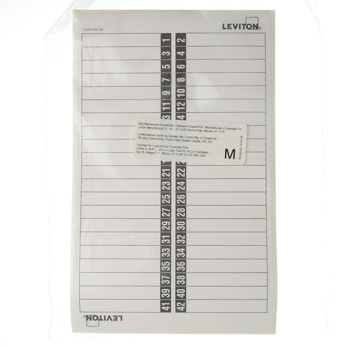Leviton 42 Space Load Center Circuit Identification Sticker Pack For Standard Doors (LSTK4)