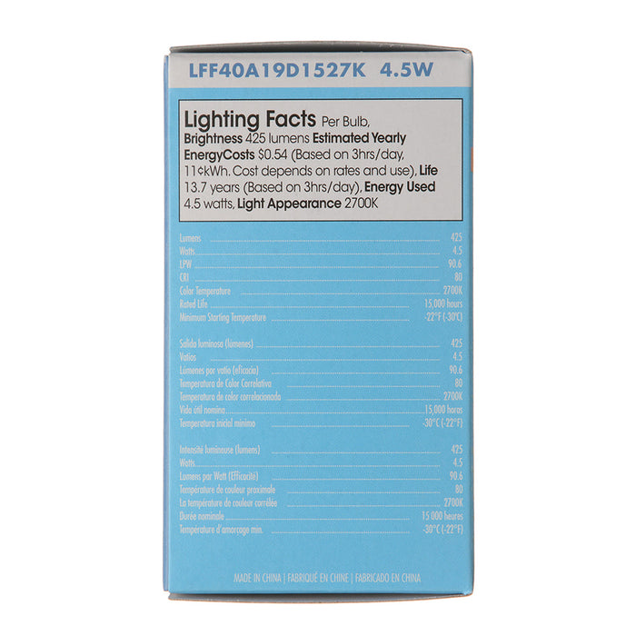 TCP LED 40W EQ Glass A19 Dimmable 2700K (LFF40A19D1527K)