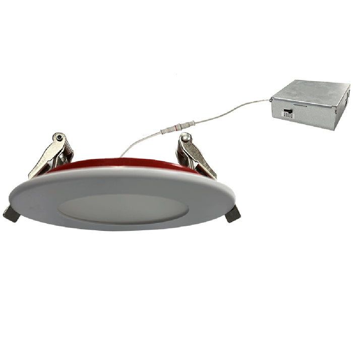 Lotus LED Lights 4 Inch Round White Flat Edgelit LED 2-Hour Fire Rated 9W CCT Selectable 2700K/3000K/3500K/4000K/5000K Up To 870Lm Air-Tight 90 CRI (LFR-4R-FE-9W-5CCT)