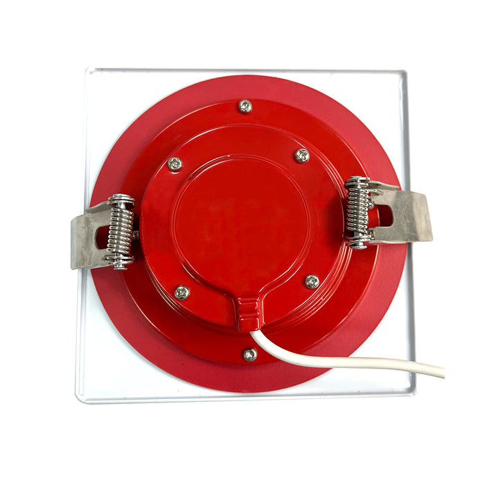 Lotus LED Lights 4 Inch Square White Flat Edgelit LED 2-Hour Fire Rated 9W CCT Selectable 2700K/3000K/3500K/4000K/5000K Up To 870Lm Air-Tight 90 CRI (LFR-4S-FE-9W-5CCT)