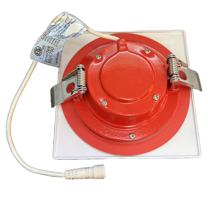 Lotus LED Lights 4 Inch Square White Regressed Backlit LED 2-Hour Fire Rated 9W CCT Selectable 2700K/3000K/3500K/4000K/5000K Up To 1100Lm Air-Tight 90 CRI (LFR-4S-RB-9W-5CCT)