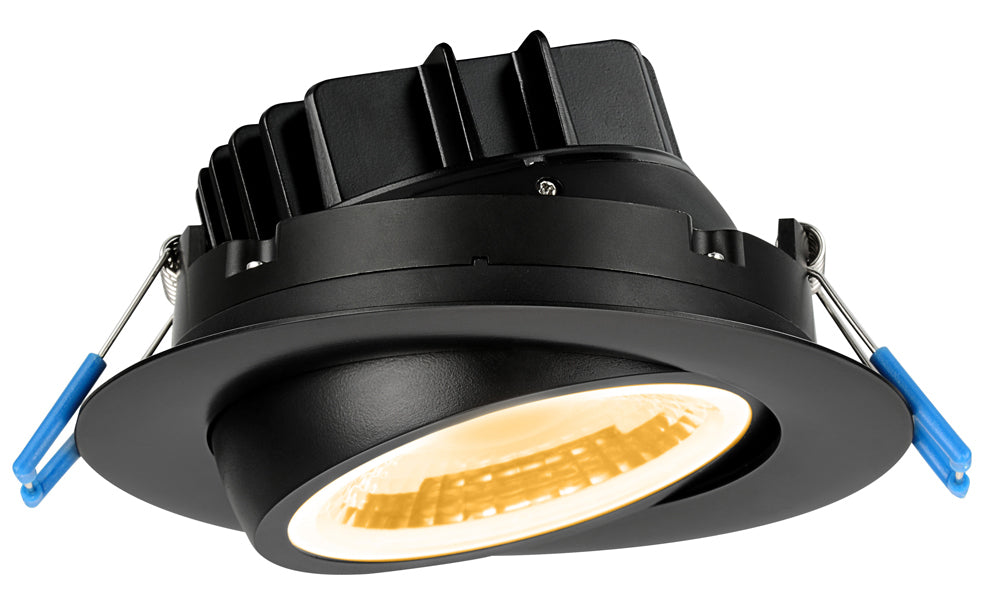 Lotus LED Lights 4 Inch Round Eyeball Gimbal High Output 15W LED 2700K Black 38 Degree 1100Lm Type IC Airtight Wet Locations 90 CRI (LL4G-27K-HO-BK)