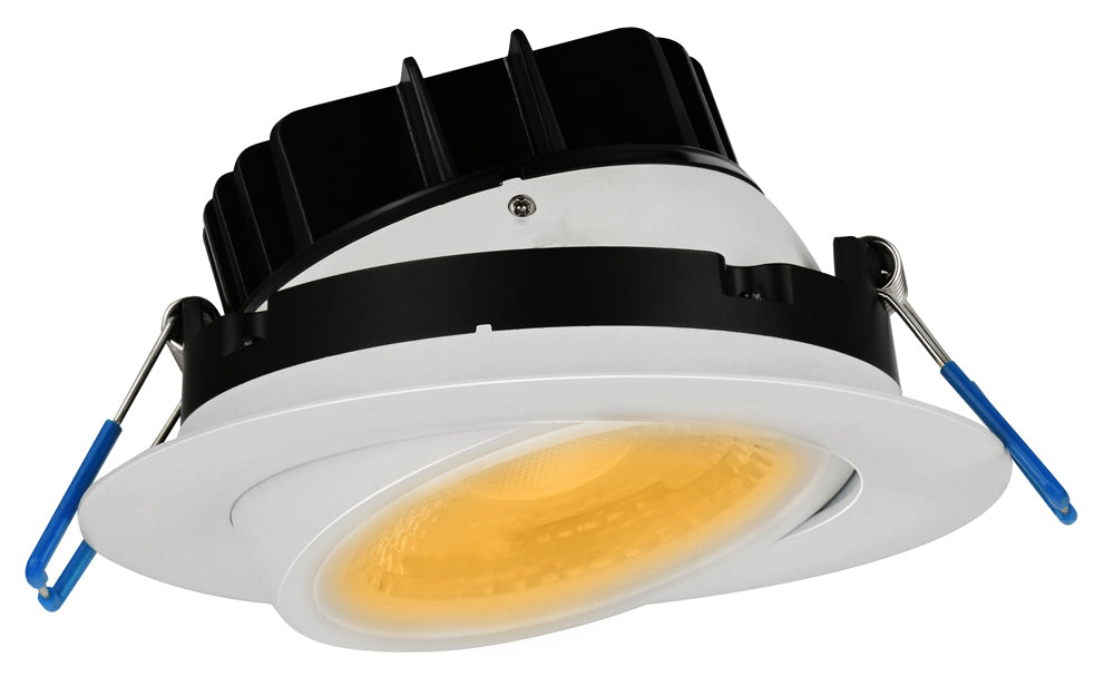 Lotus LED Lights 4 Inch Round Eyeball Gimbal High Output 15W LED 3000K White 38 Degree 1200Lm Type IC Airtight Wet Locations 90 CRI (LL4G-30K-HO-WH)