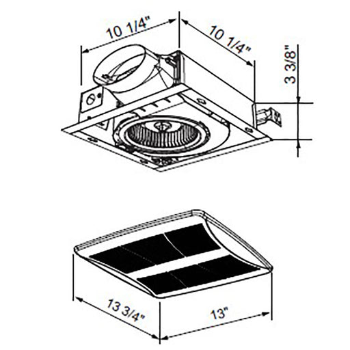 Broan-NuTone Lo-Profile 50/80/100 Selectable CFM Ventilation Fan With Humidity Sensing 0.4/0.9/1.2 Sones (LP510RS)