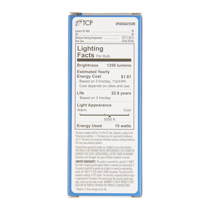 TCP LED 26W PL Universal Non-Dimmable 5000K (LPLU26A2550K)