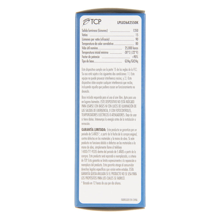 TCP LED 26W PL Universal Non-Dimmable 5000K (LPLU26A2550K)