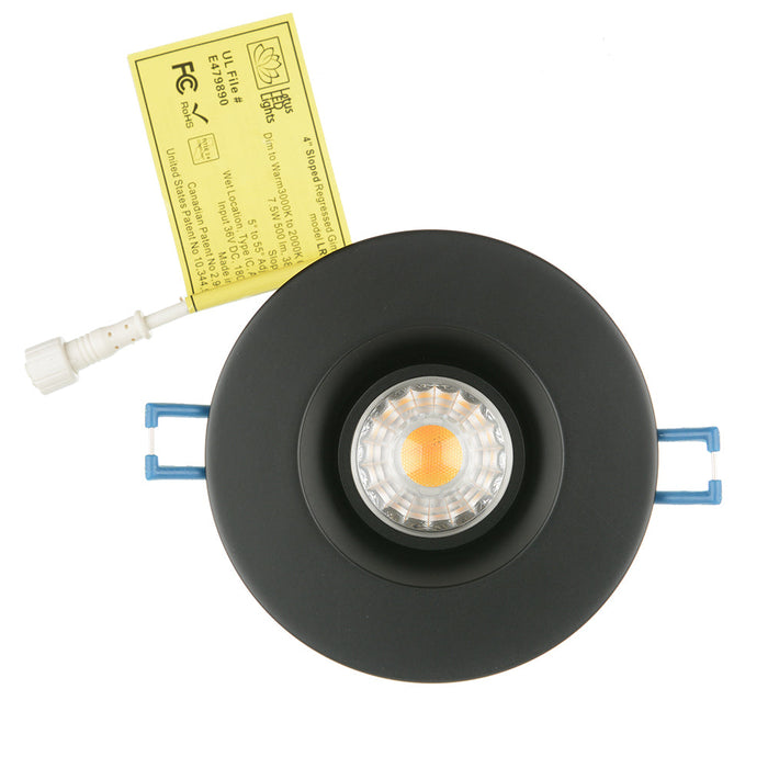 Lotus LED Lights 3 Inch Round Regressed Gimbal 7.5W DTW 30-20K Black 38 Degree 500Lm Type IC Airtight Wet Locations 90 CRI (LRG3-32K-BK)