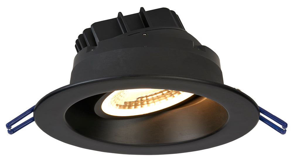 Lotus LED Lights 4 Inch Round Regressed Gimbal 11.4W LED 3500K Black 38 Degree 1020Lm Type IC Airtight Wet Locations 90 CRI (LRG4-35K-BK)