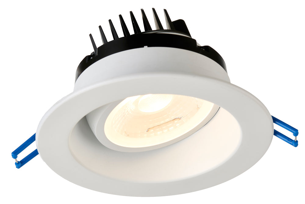 Lotus LED Lights 4 Inch Round Regressed Gimbal High Output 15W LED 2700K White 38 Degree 1100Lm Type IC Airtight Wet Locations 90 CRI (LRG4-27K-HO-WH)