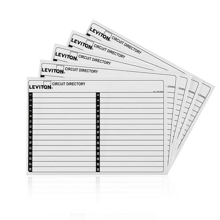 Leviton LSTK3-W 30 Space Load Center Circuit Identification Sticker ...