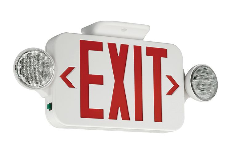 Lumination LUCER High Impact UL Flame Rated Thermoplastic Combination Exit/Emergency Light Single/Double Universal Face Red Letters White (93162252)