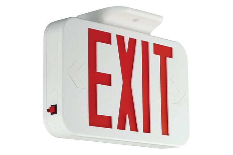 Lumination LUXERRC High Impact UL Flame Rated Thermoplastic Exit Single/Double Universal Face Red Letters White Finish Remote Capacity (93162250)