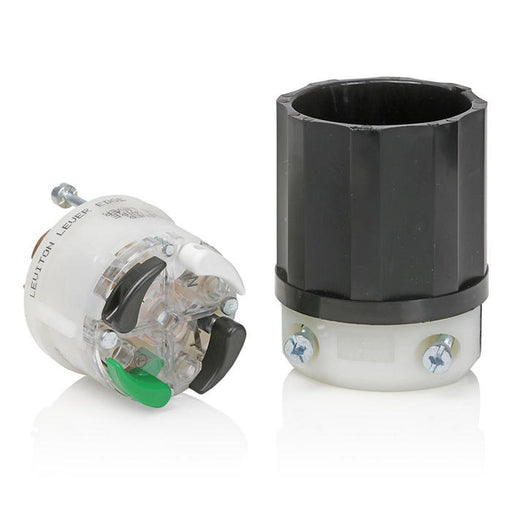 Leviton Black And White Lever Edge 20A 125/250V Locking Plug 3-Pole 4-Wire NEMA L14-20P Grounding Industrial Grade (2411E)