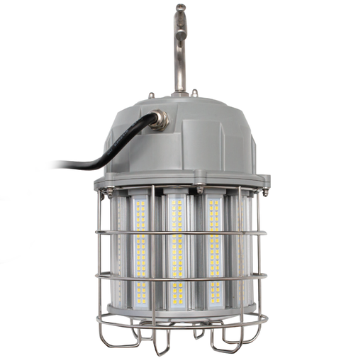 Light Efficient Design 100W Caged LED High Bay Temporary Work Site Light Integrated 6 Foot Power Cord And Quick Install Metal Hook Included (LED-9210-50K-G2)