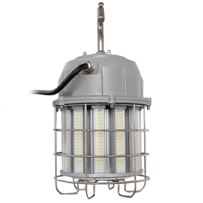 Light Efficient Design 100W Caged LED High Bay Temporary Work Site Light Integrated 6 Foot Power Cord And Quick Install Metal Hook Included (LED-9210-50K-G2)
