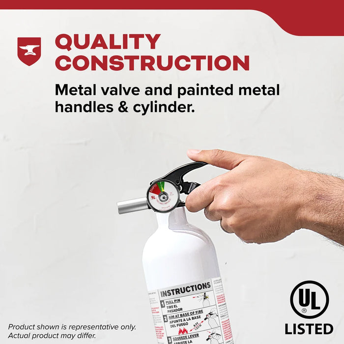 Kidde M110G Basic 110 Fire Extinguisher 1-A:10-B:C 2.5 Pound Nylon Strap Bracket White Disposable (466627MTL)