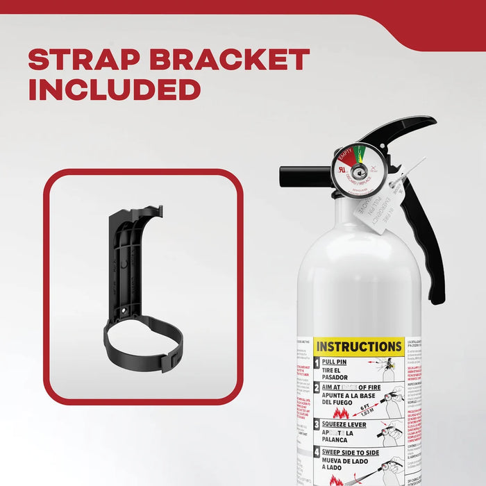 Kidde M110G Basic 110 Fire Extinguisher 1-A:10-B:C 2.5 Pound Nylon Strap Bracket White Disposable (466627MTL)